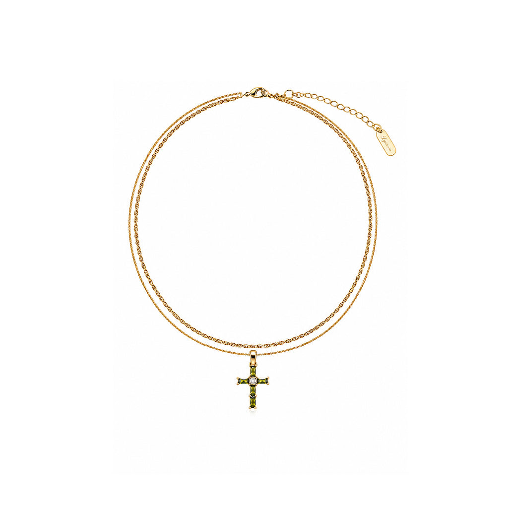 Olive Green Cross Necklace