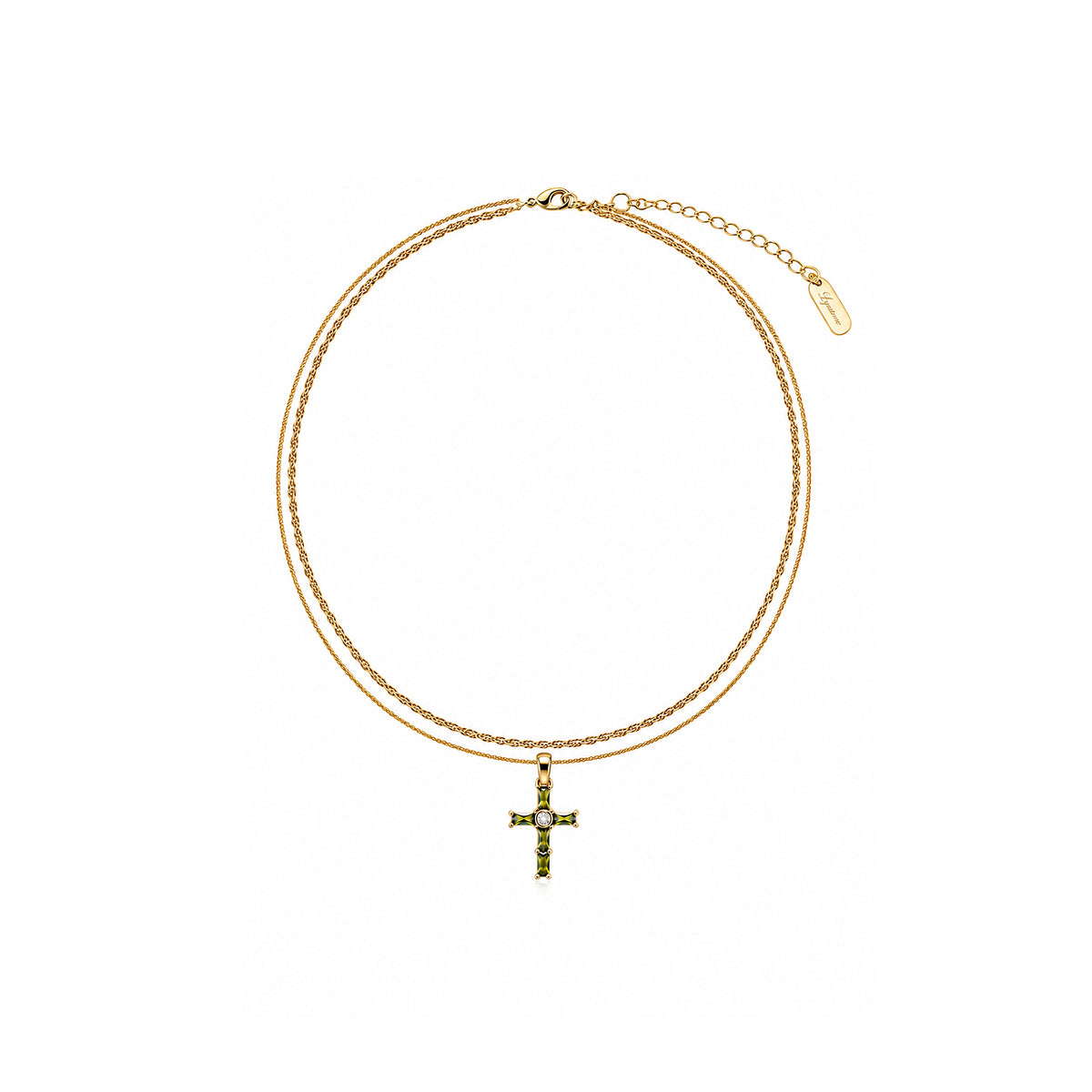 Olive Green Cross Necklace