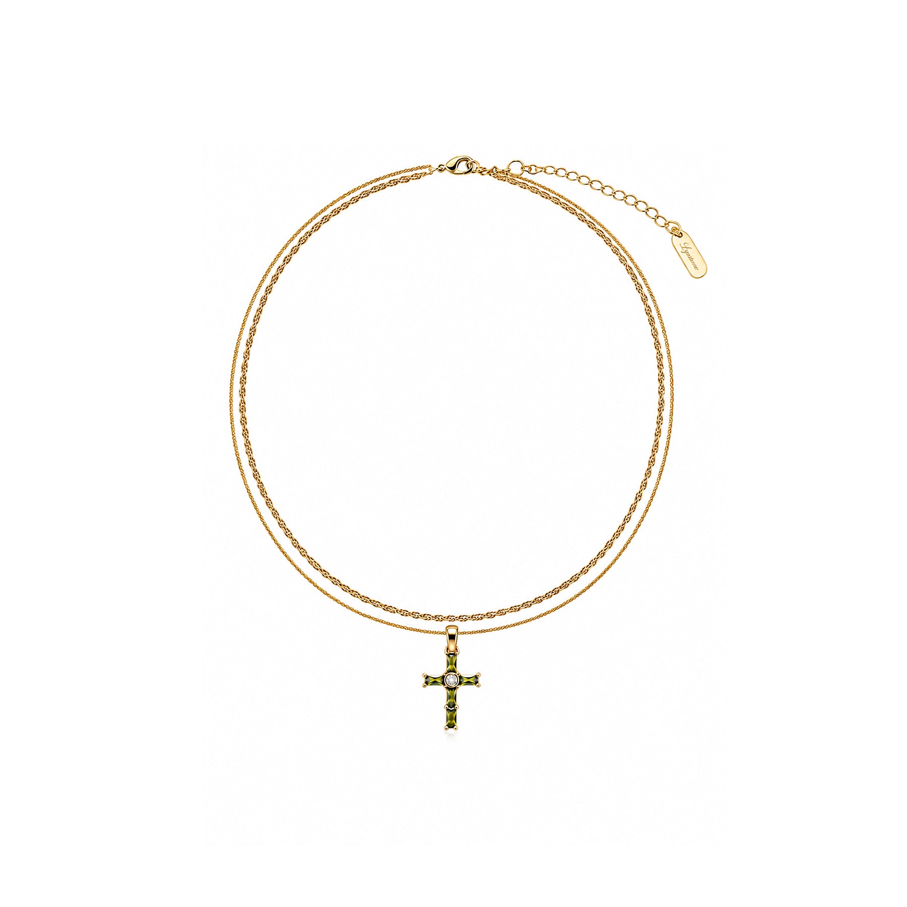 Olive Green Cross Necklace