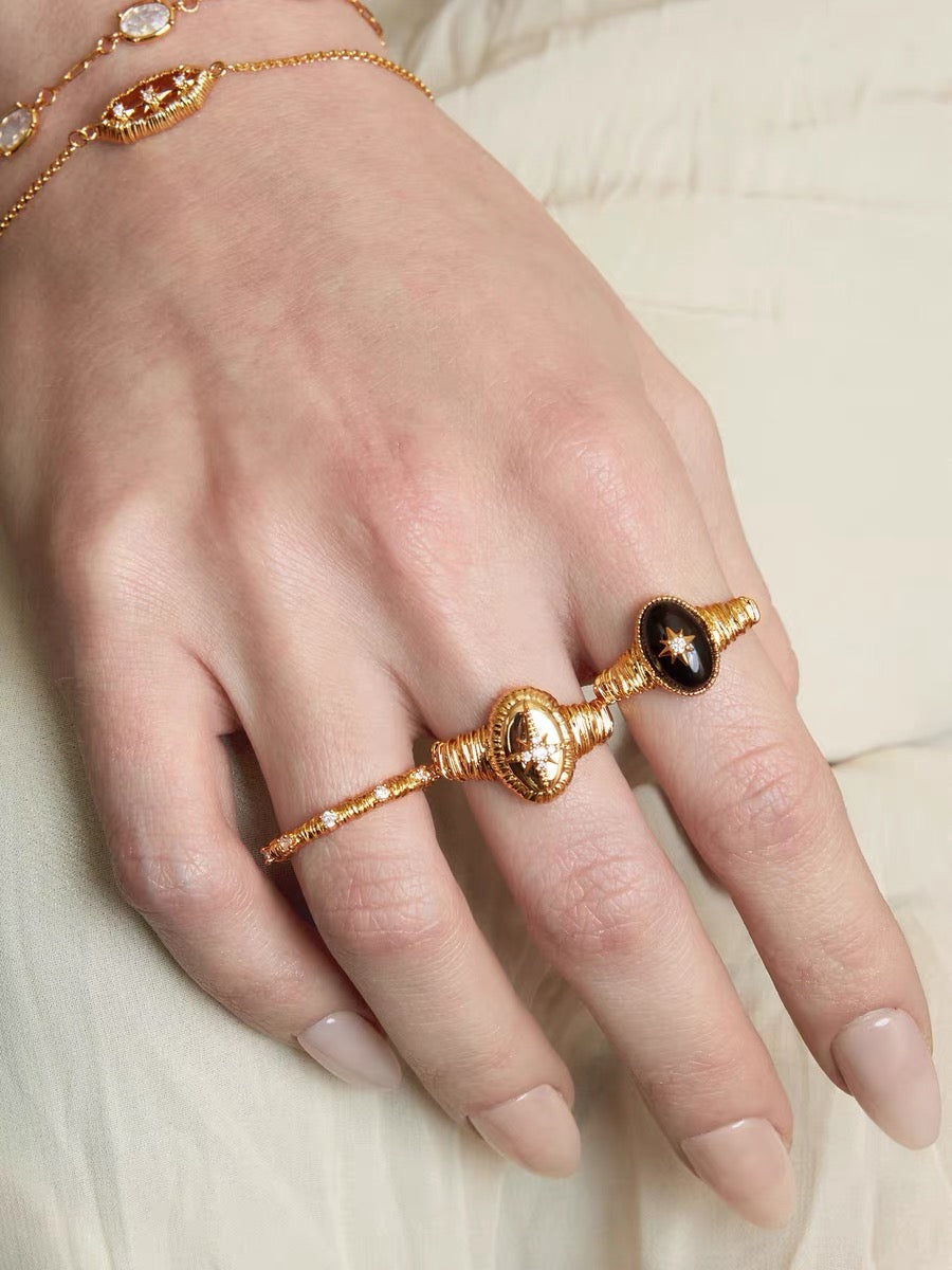 Starlit Texture Ring gold and silver slim textured rings