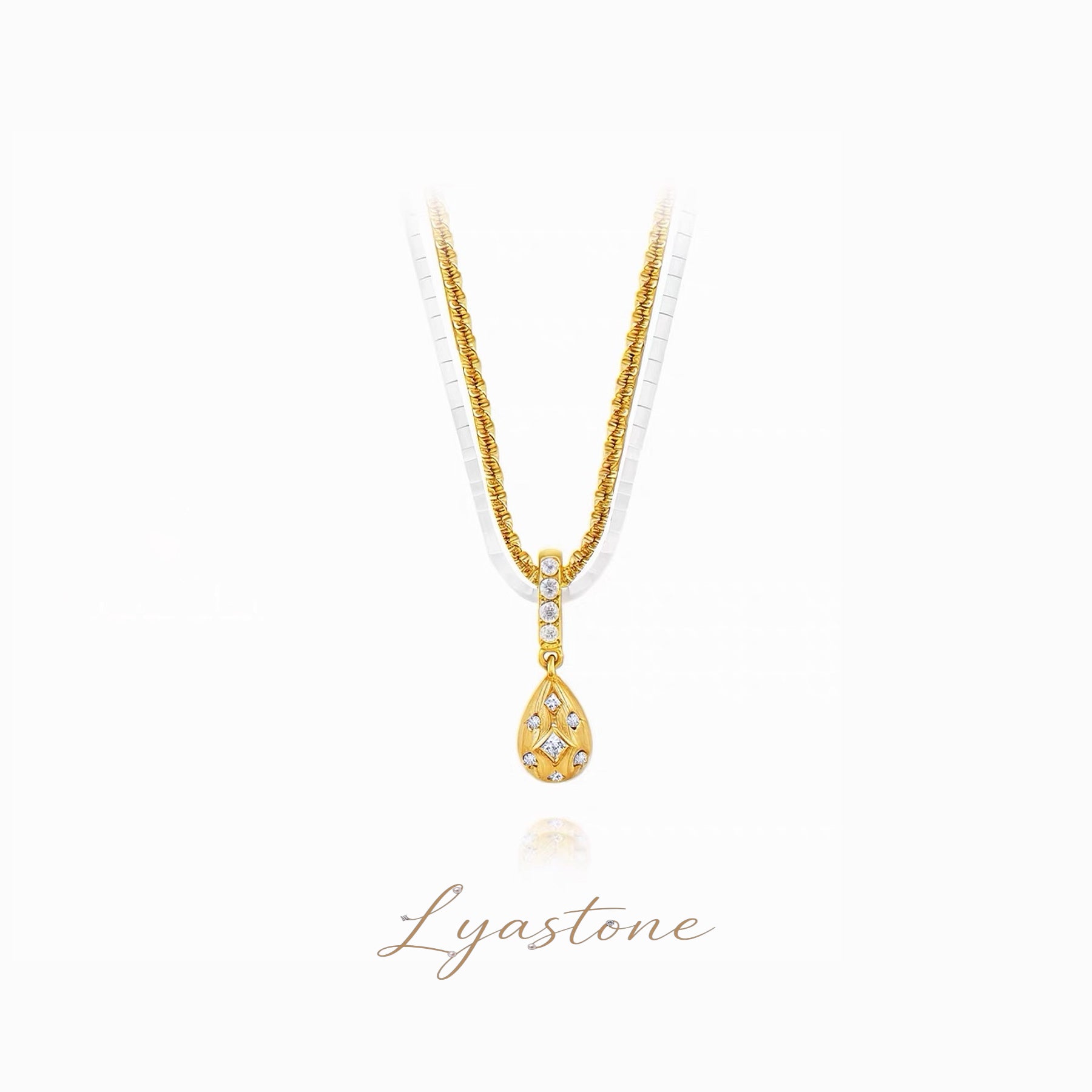 Aurelia Drop Necklace gold-plated teardrop pendant on chain