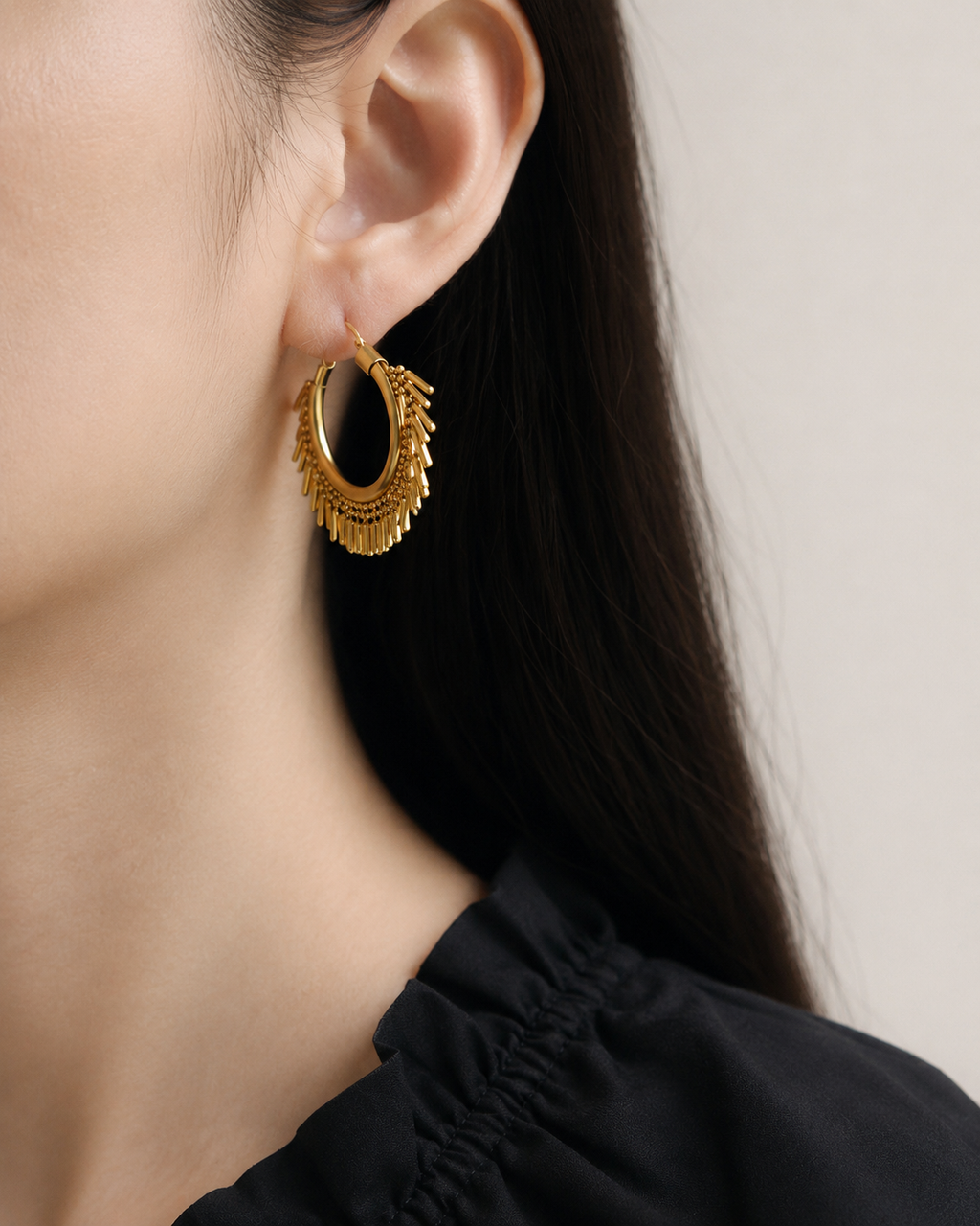 Sculpted Brass Statement Hoop Earrings