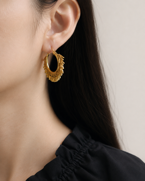 Sculpted Brass Statement Hoop Earrings