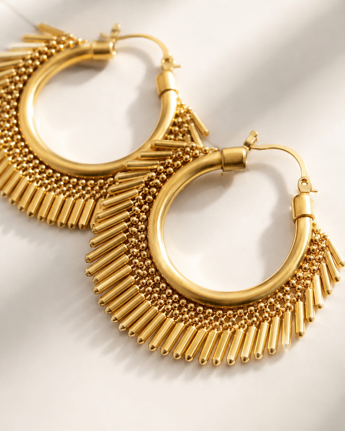 Sculpted Brass Statement Hoop Earrings