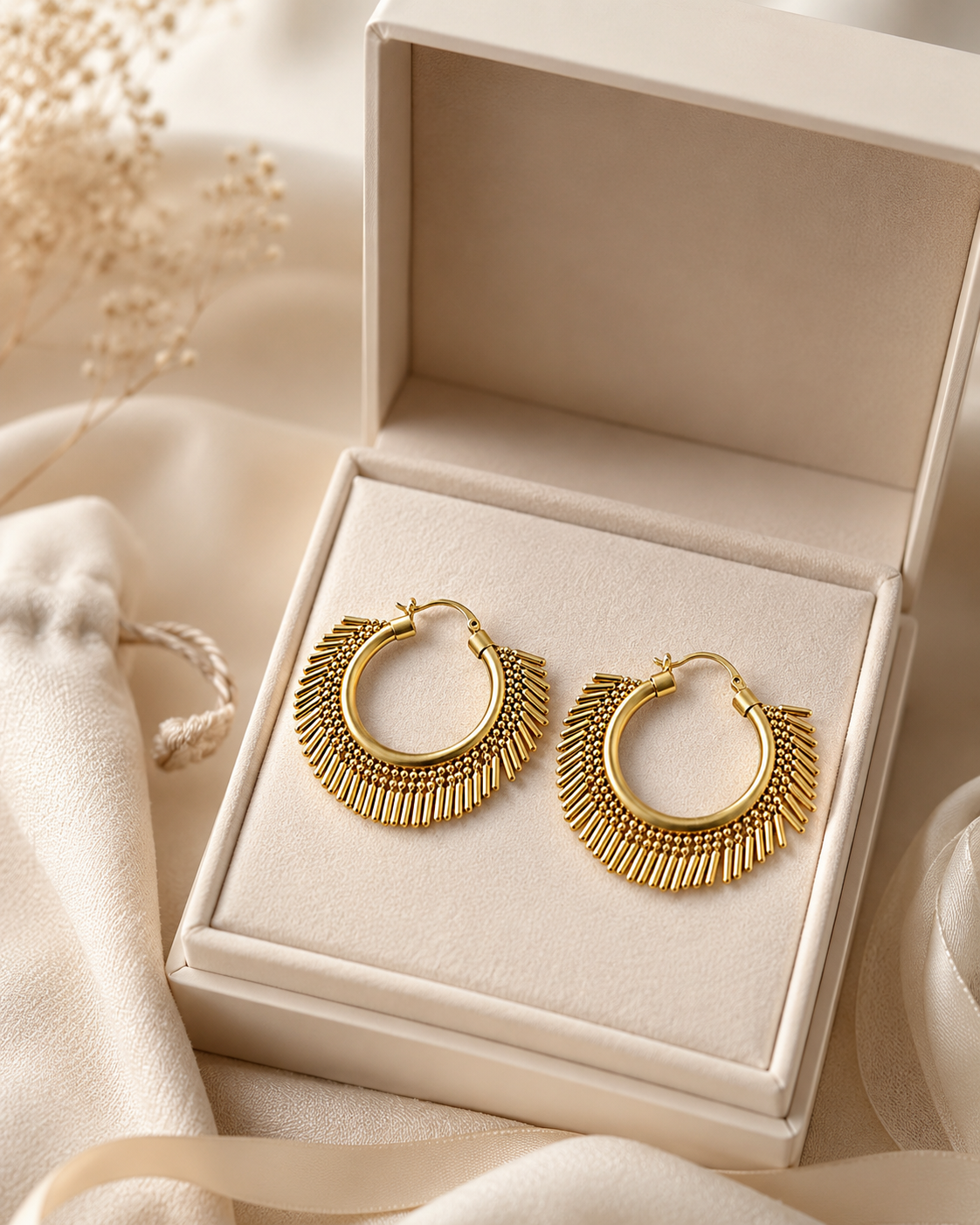 Sculpted Brass Statement Hoop Earrings
