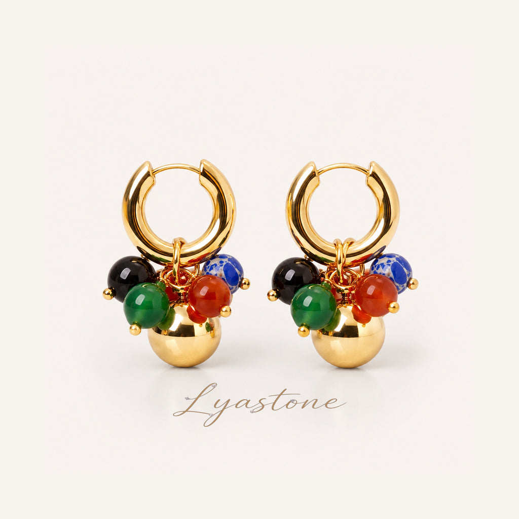 Mosaic Charm Huggie Earrings