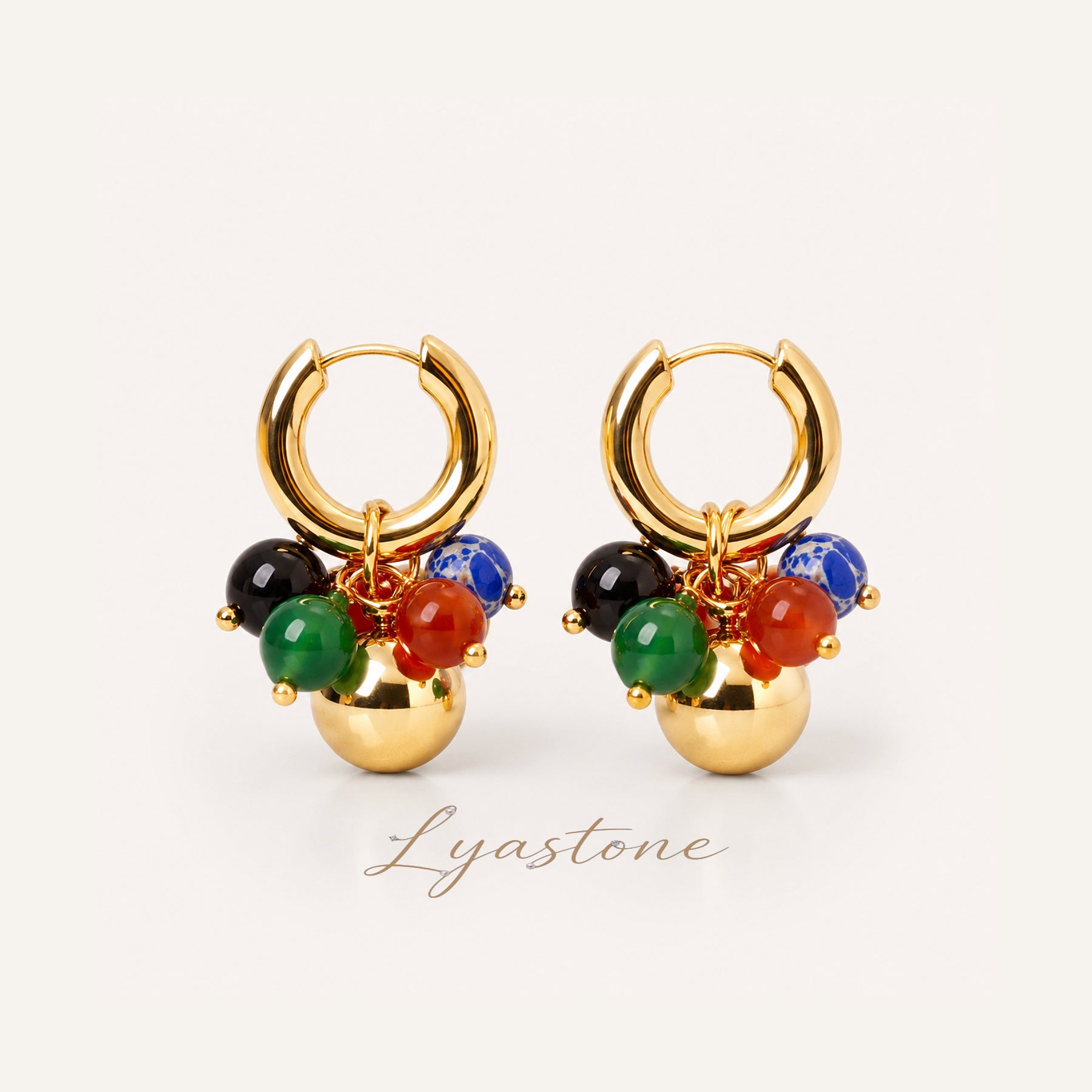 Mosaic Charm Huggie Earrings