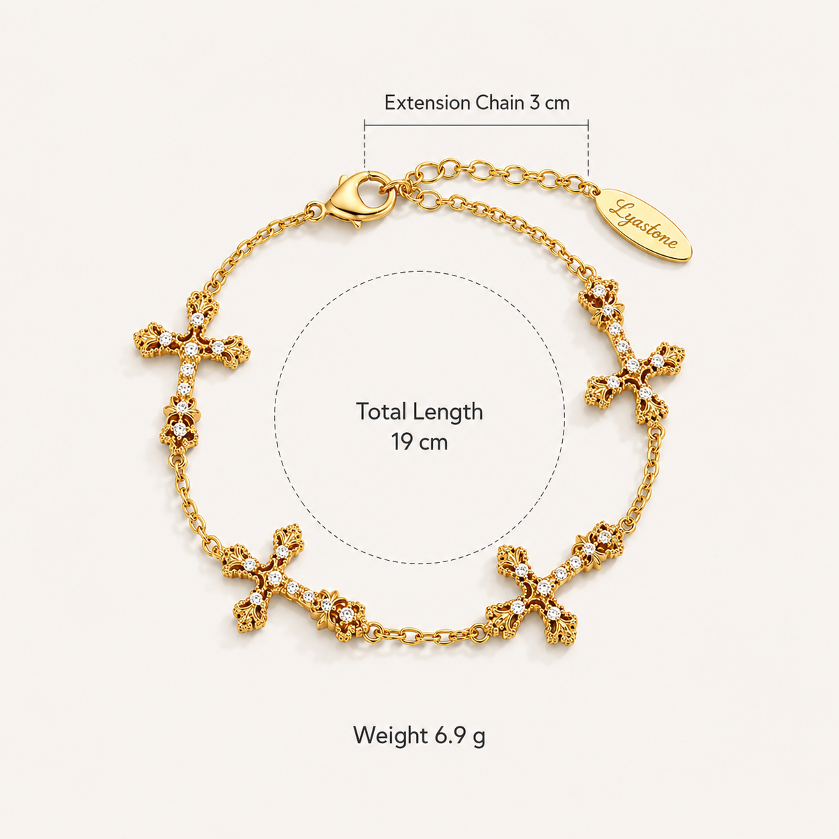 Vintage Relief Cross Bracelet