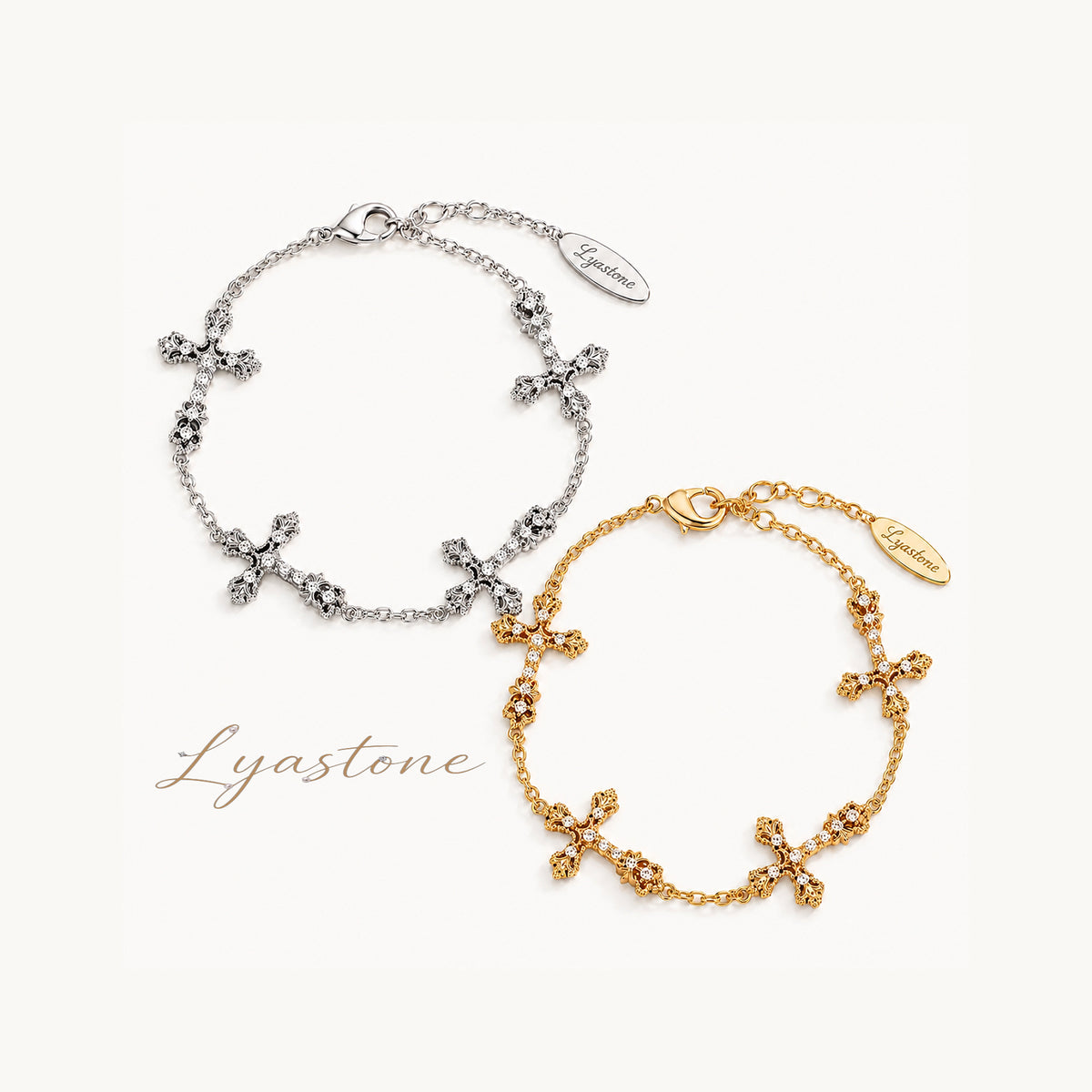 Vintage Relief Cross Bracelet