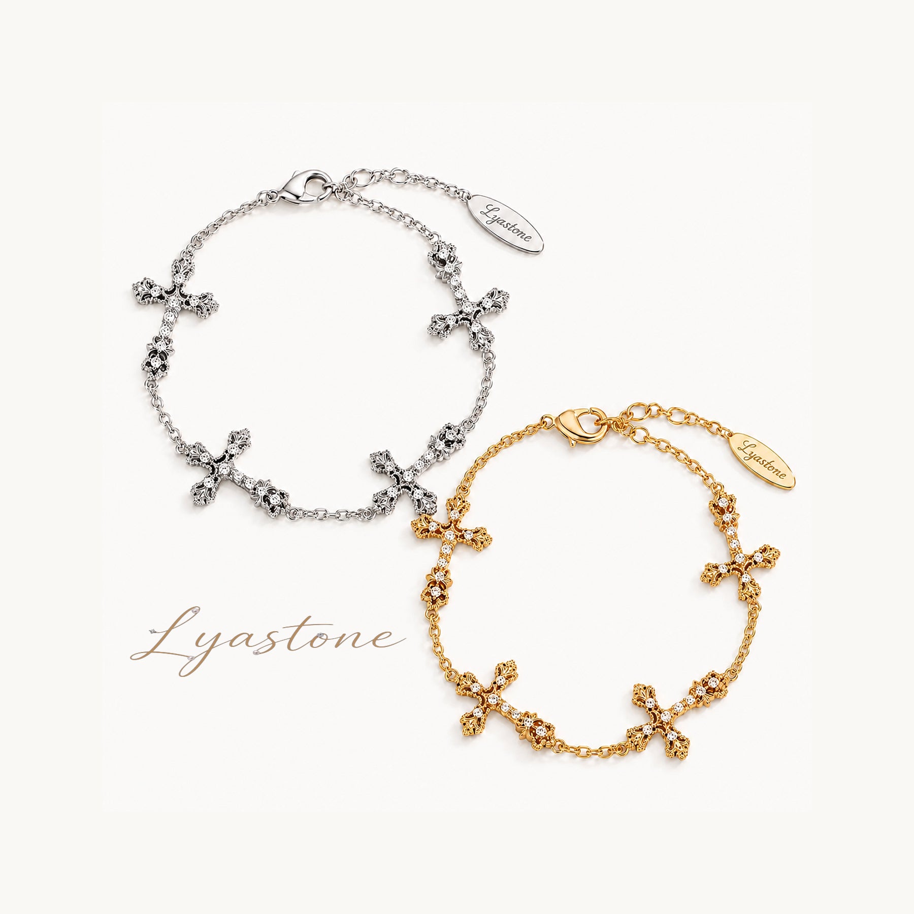 Vintage Relief Cross Bracelet