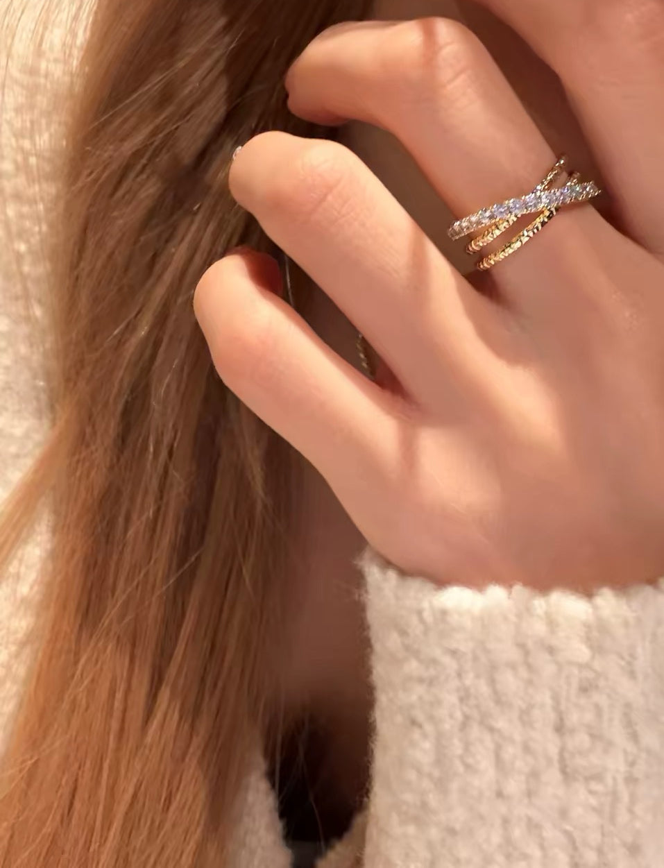 Sparking Crisscross Ring