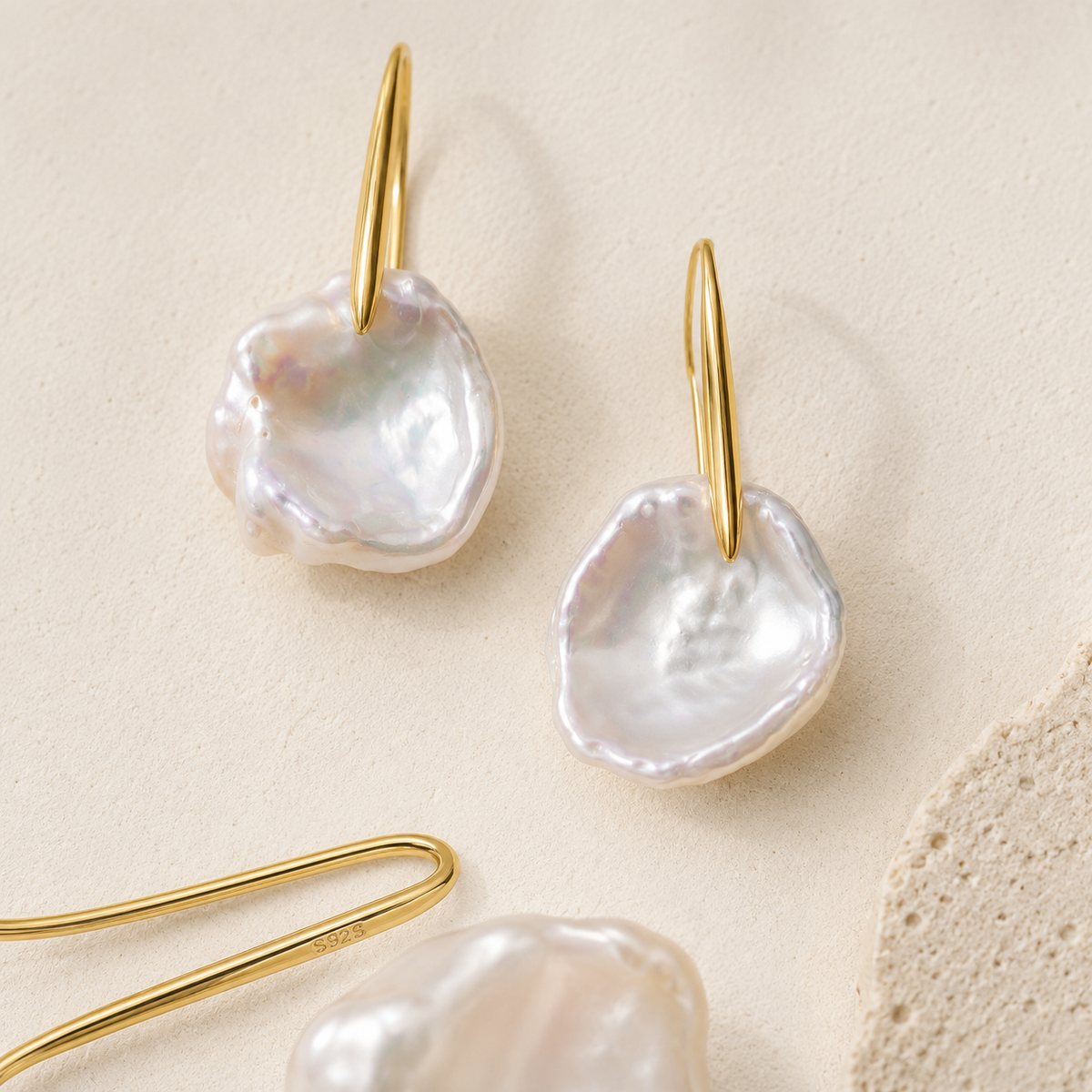 Irregular-Shaped Pearl Earrings