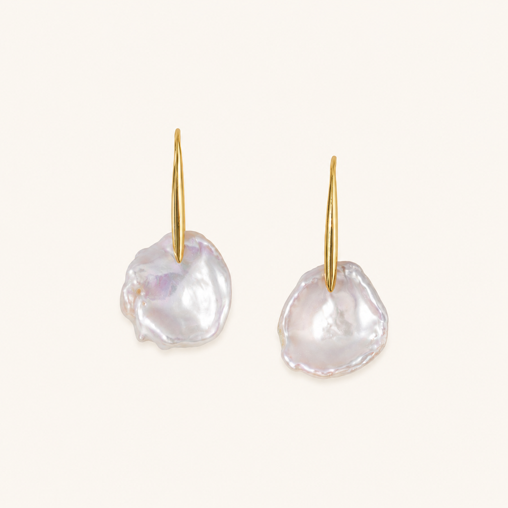 Irregular-Shaped Pearl Earrings