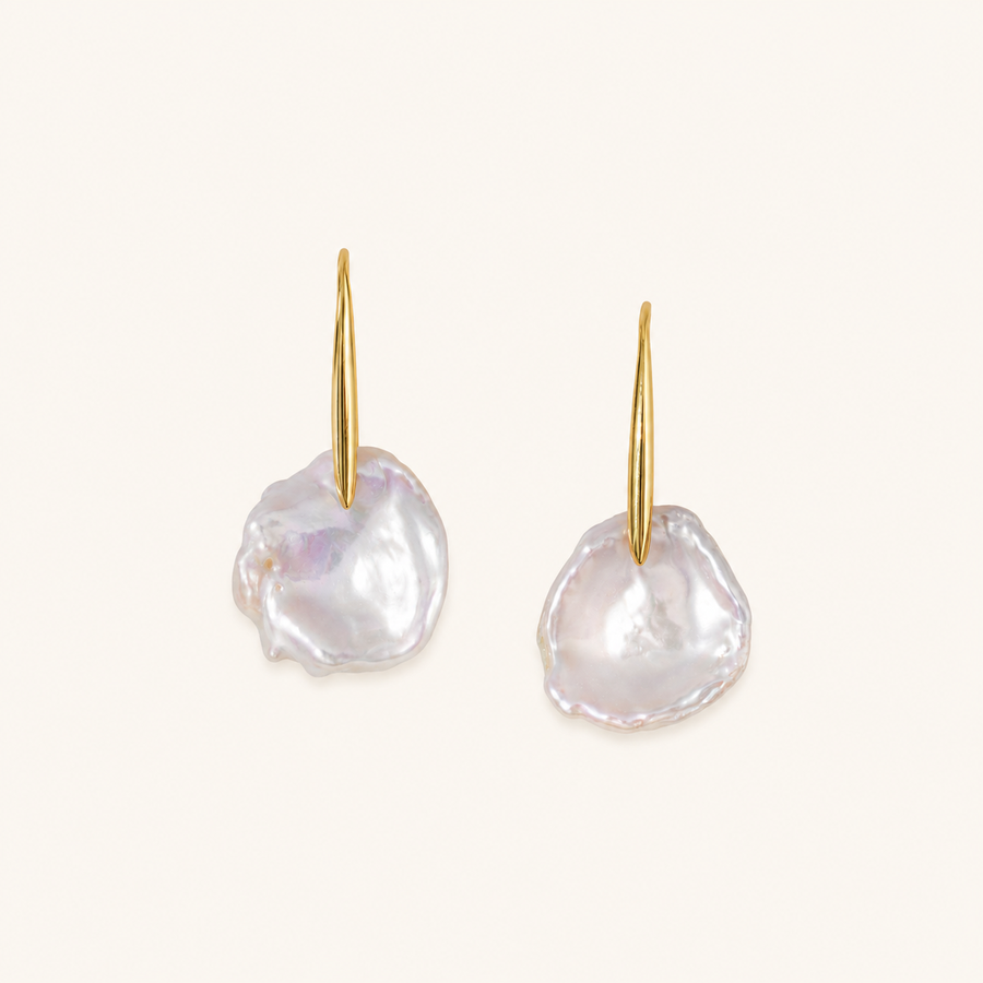 Irregular-Shaped Pearl Earrings