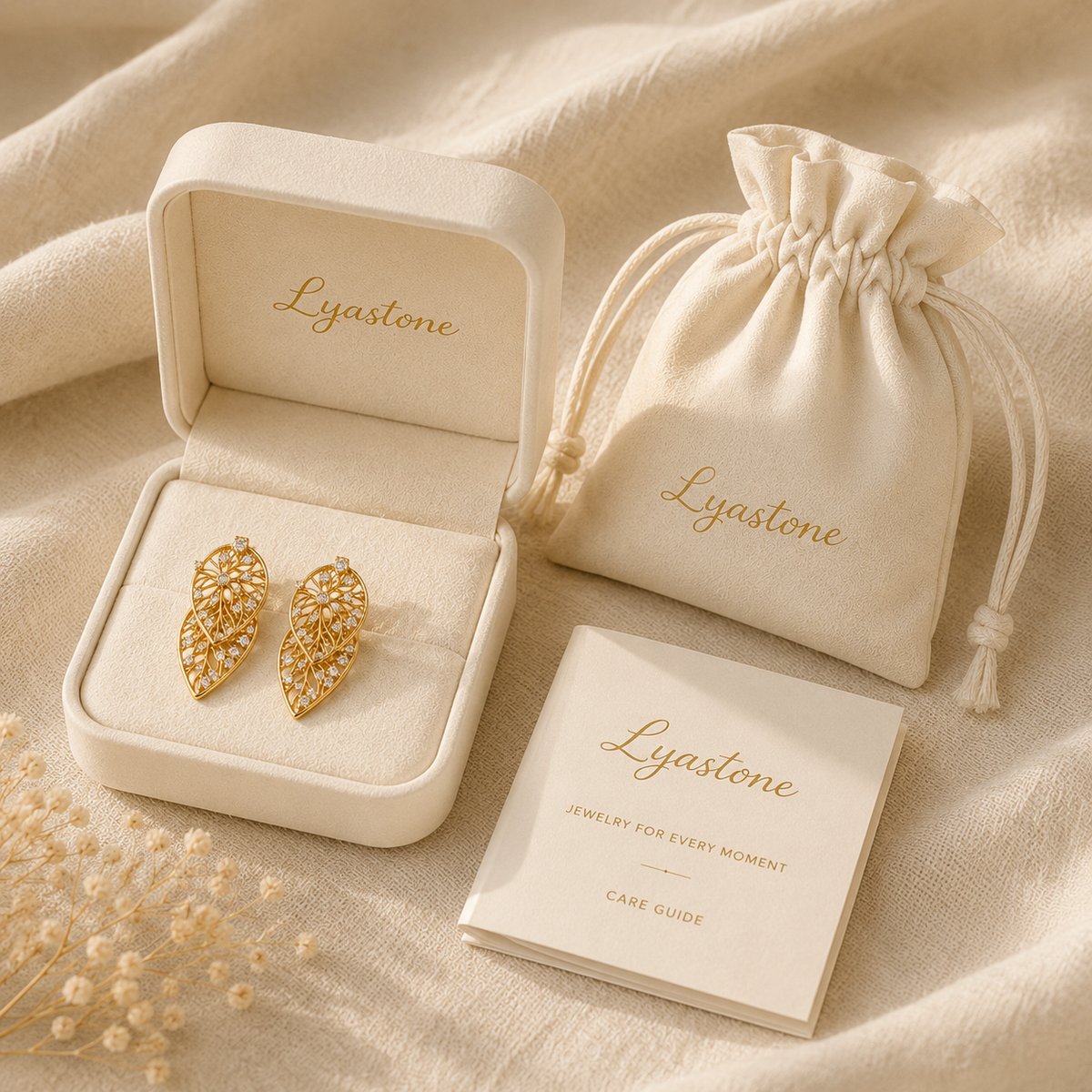 Hollow Zircon Leaf Earrings