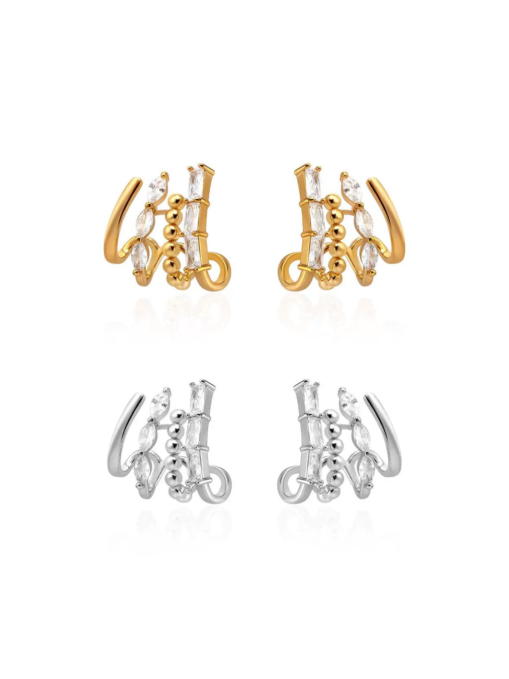 Irregular zircon metal hoop earrings