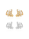 Irregular zircon metal hoop earrings