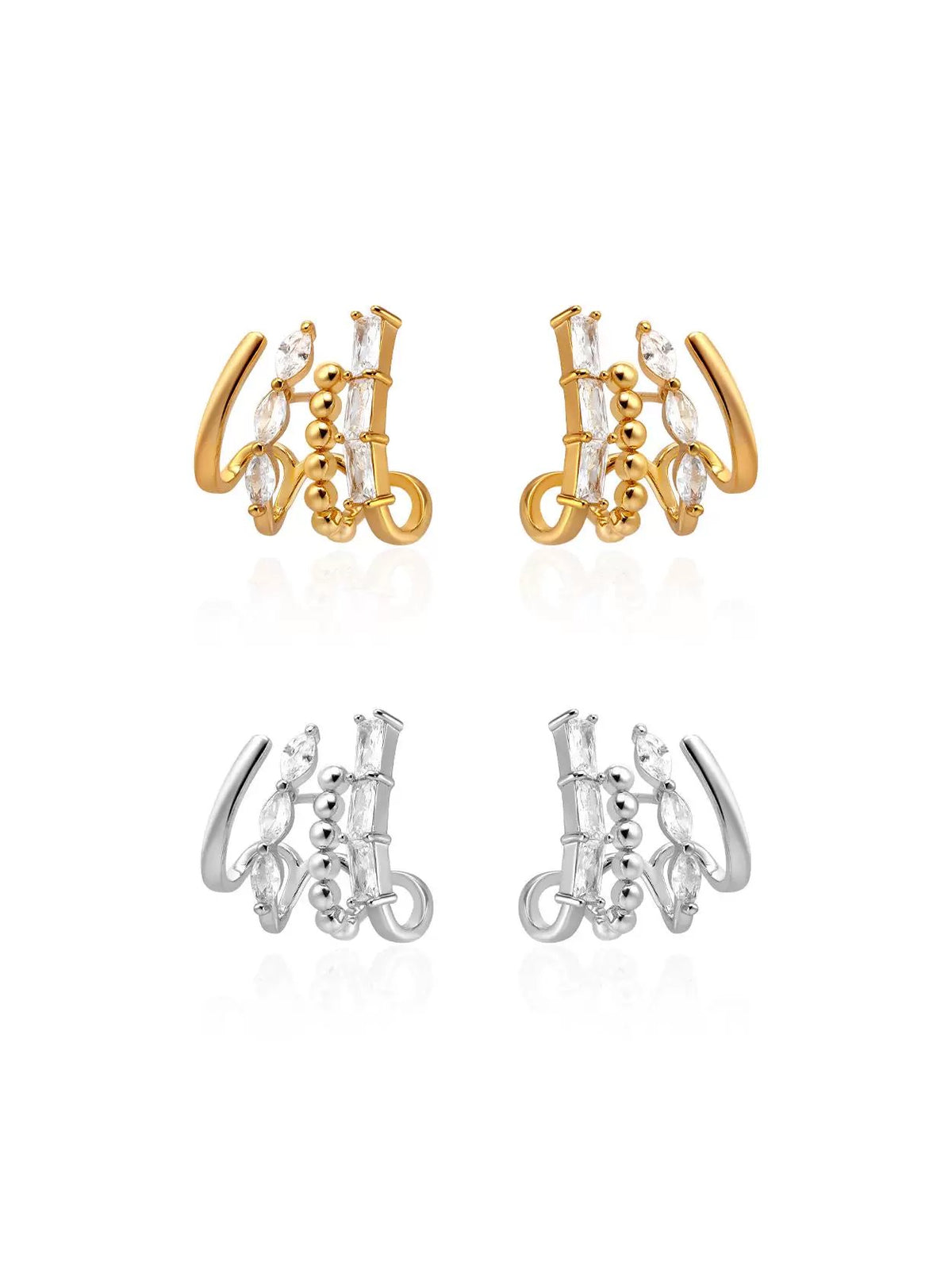 Irregular zircon metal hoop earrings
