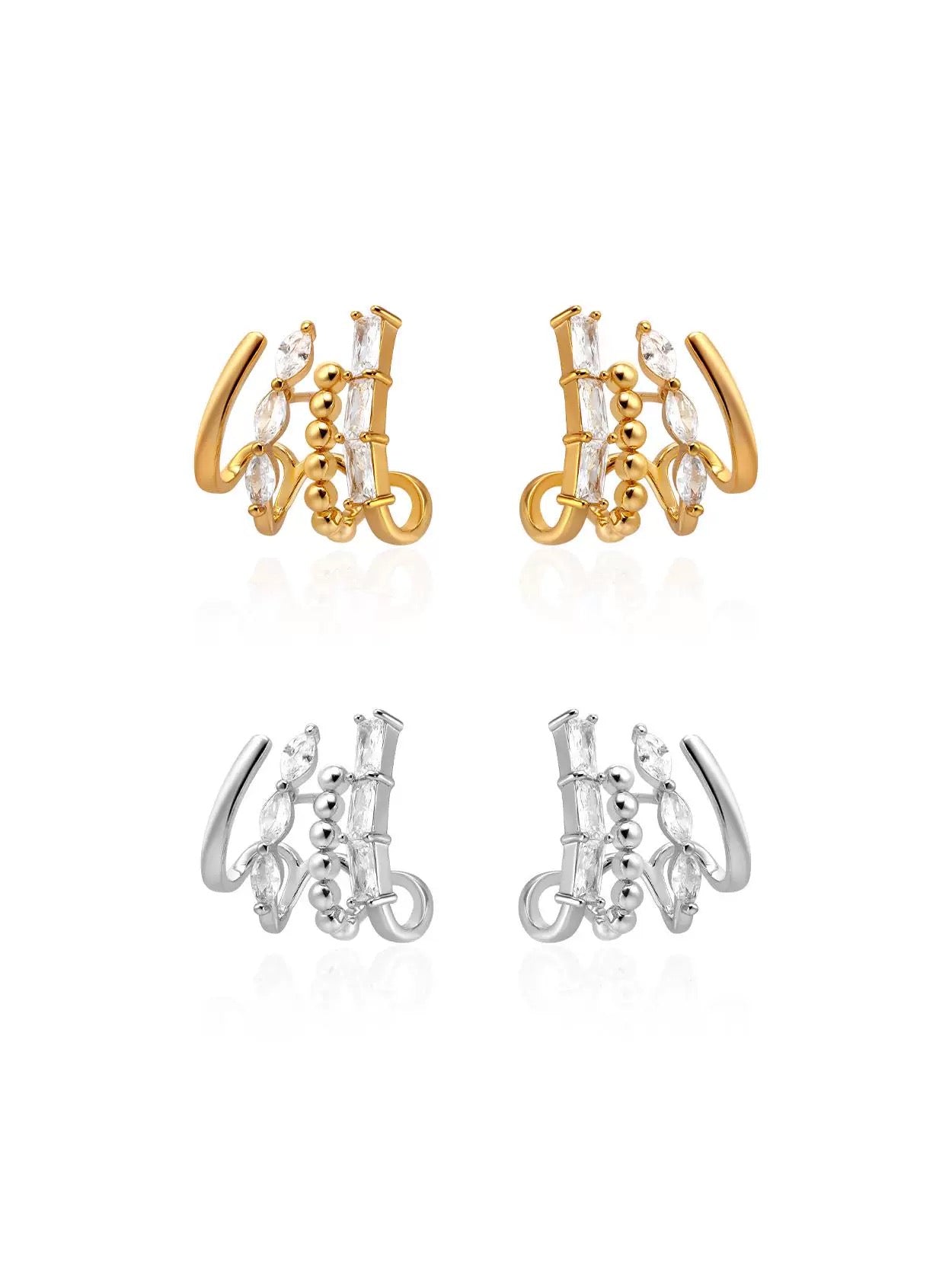 Irregular zircon metal hoop earrings