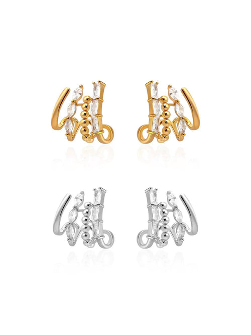 Irregular zircon metal hoop earrings