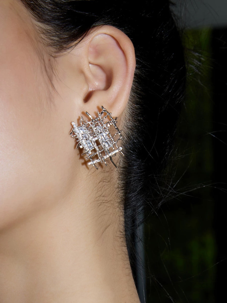 Luxe asymmetric woven earrings