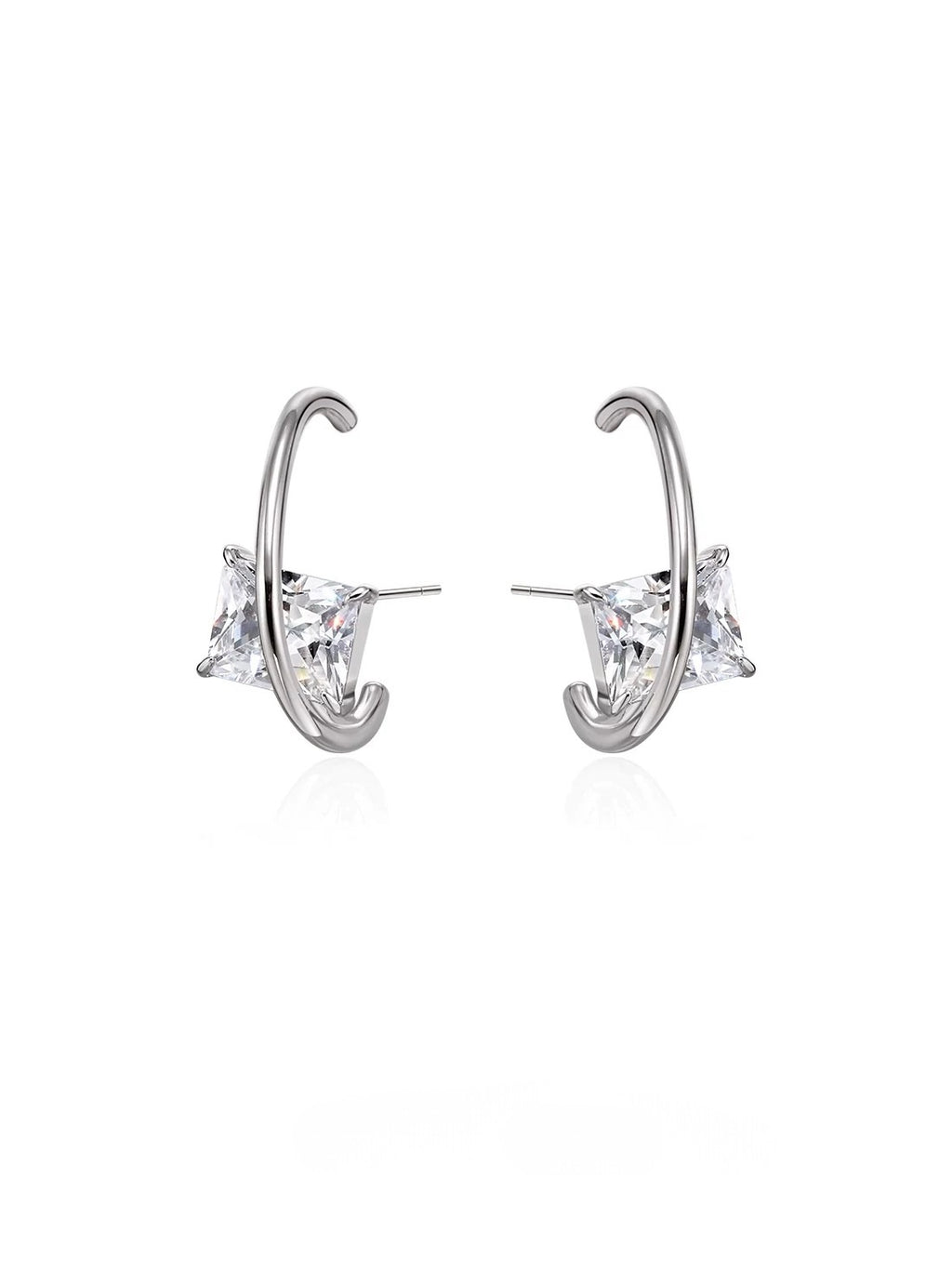 Metal wire zirconia stud earrings