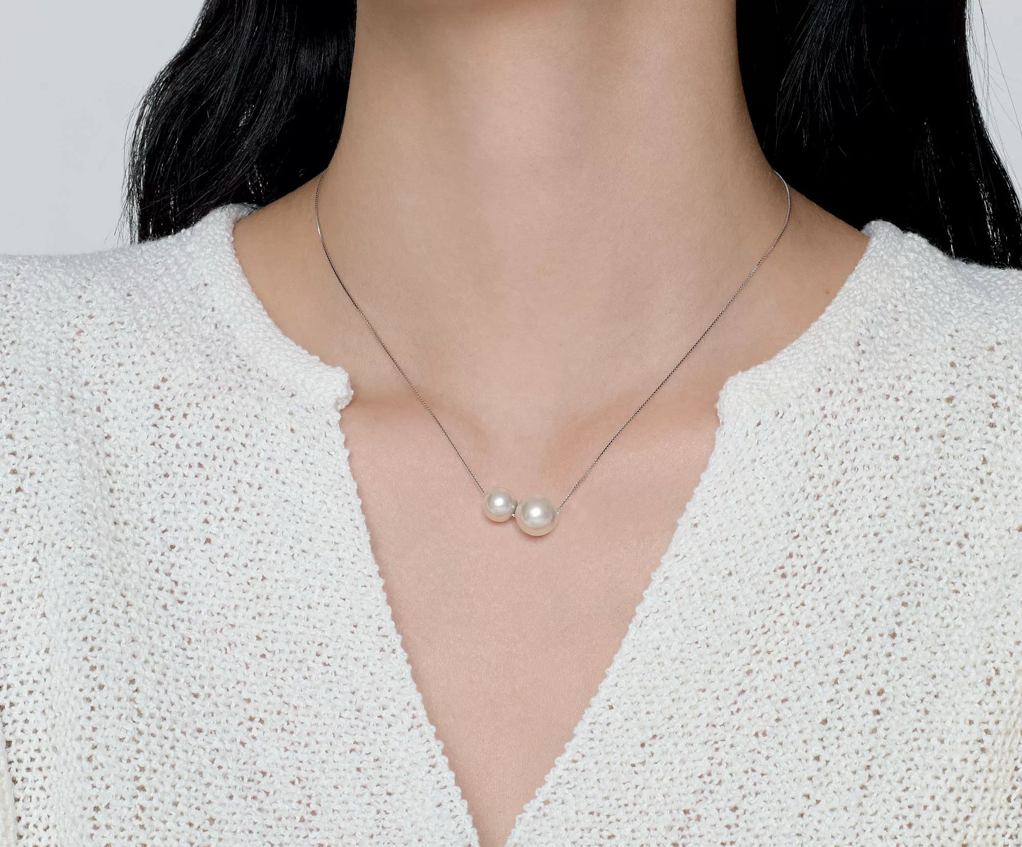 Minimalist gourd pearl collarbone necklace