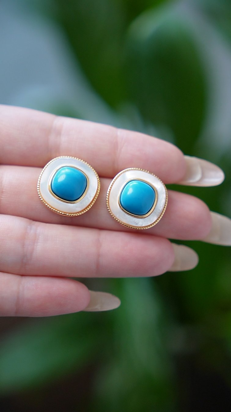 Minimalist tiger eye enamel earrings