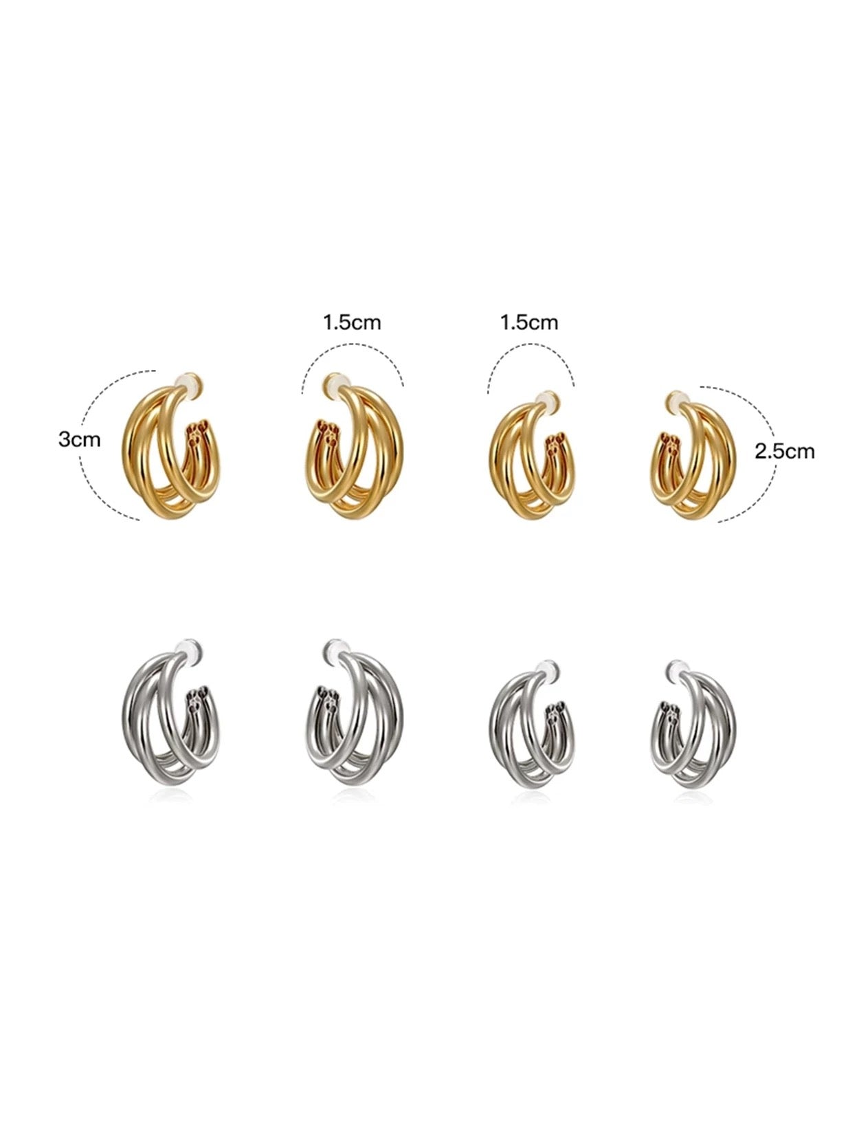 Minimalist triple hoop earrings