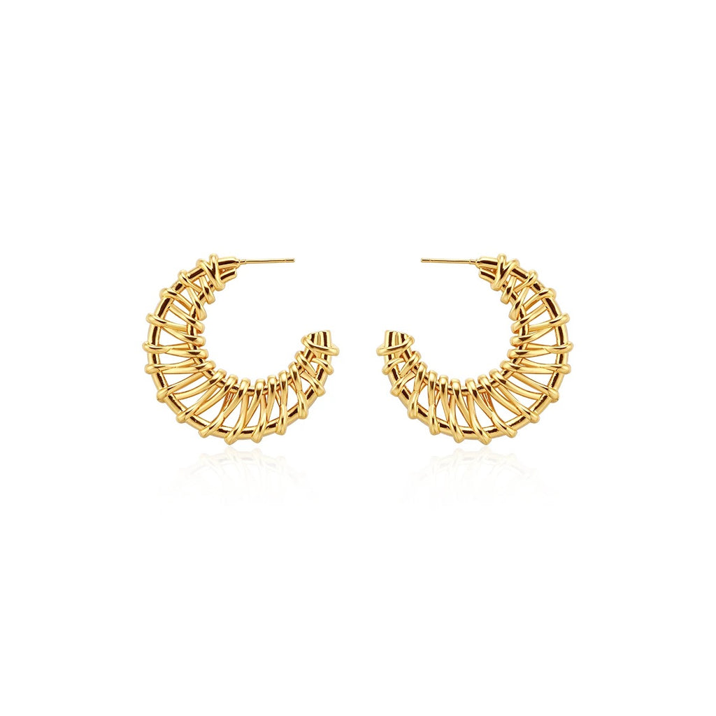 Minimalist woven gold earrings