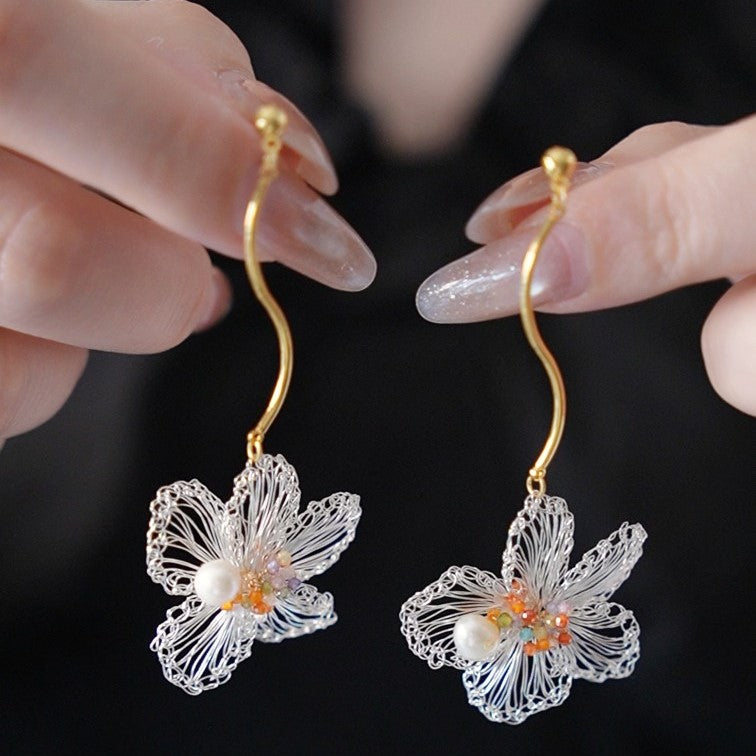 Natural stone blossom earrings