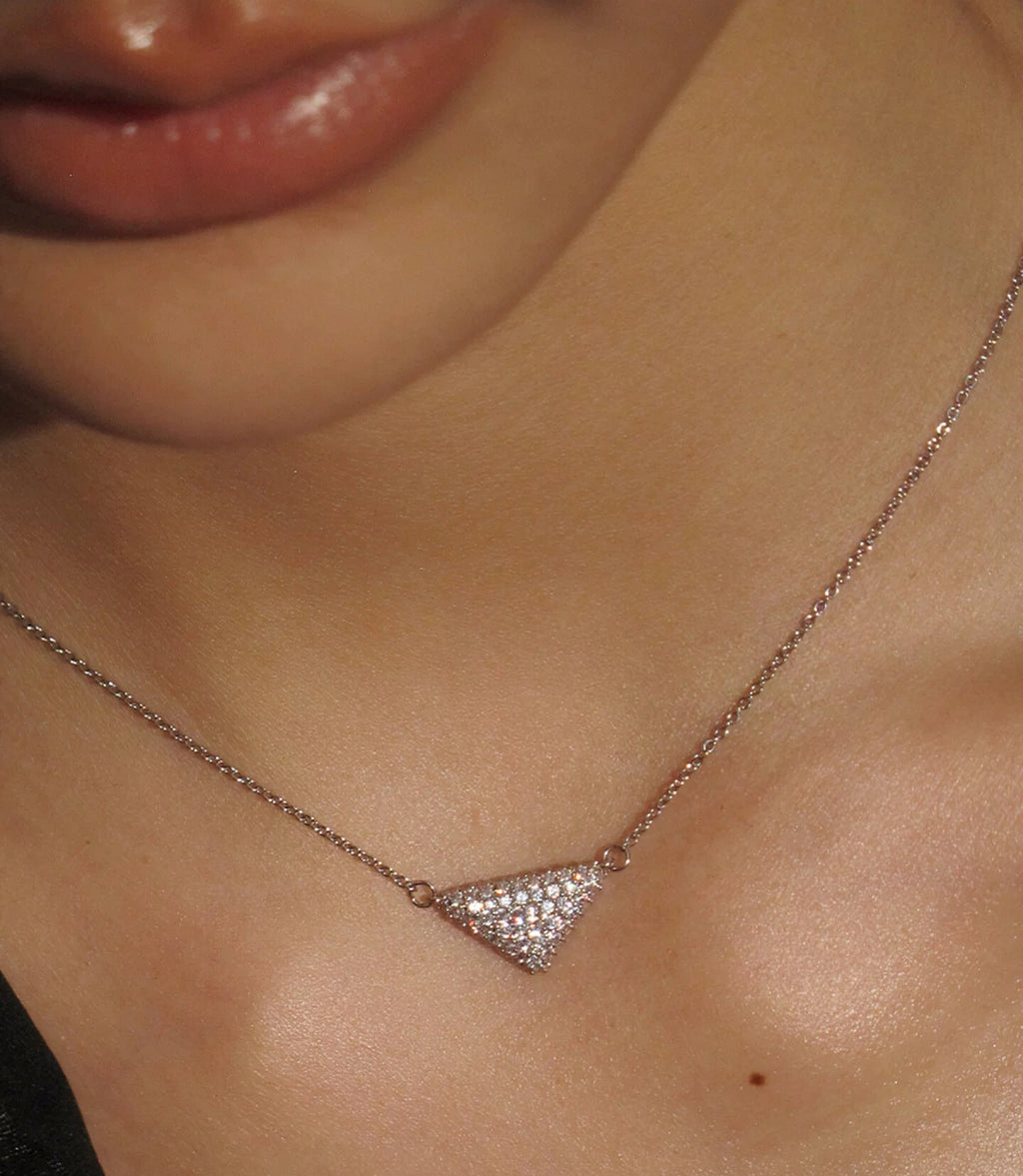 Pavé triangle pendant necklace for women