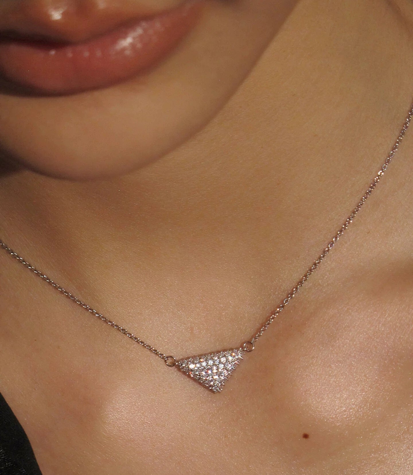 Pavé triangle pendant necklace for women