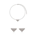 Pavé triangular zircon necklace in white gold