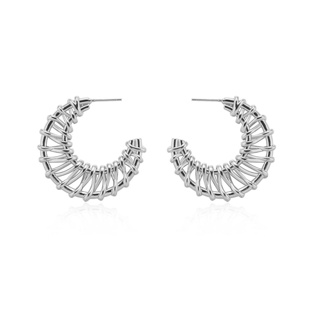 Platinum finish woven earrings