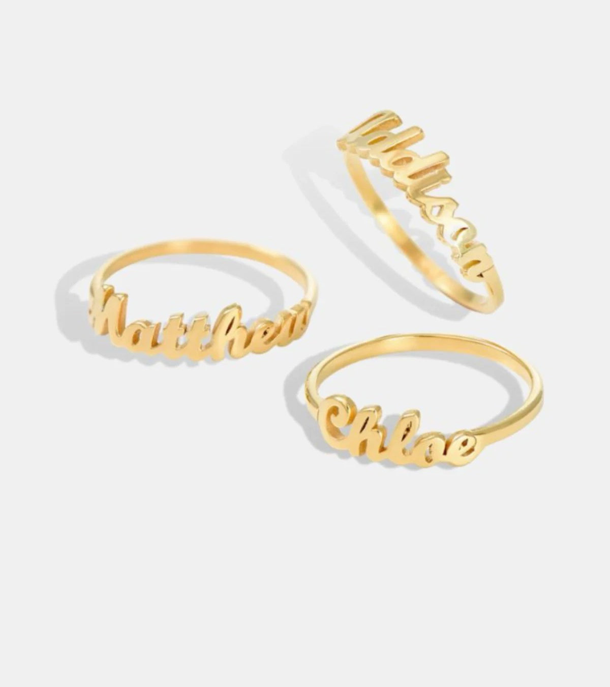 Gold custom letter ring for women