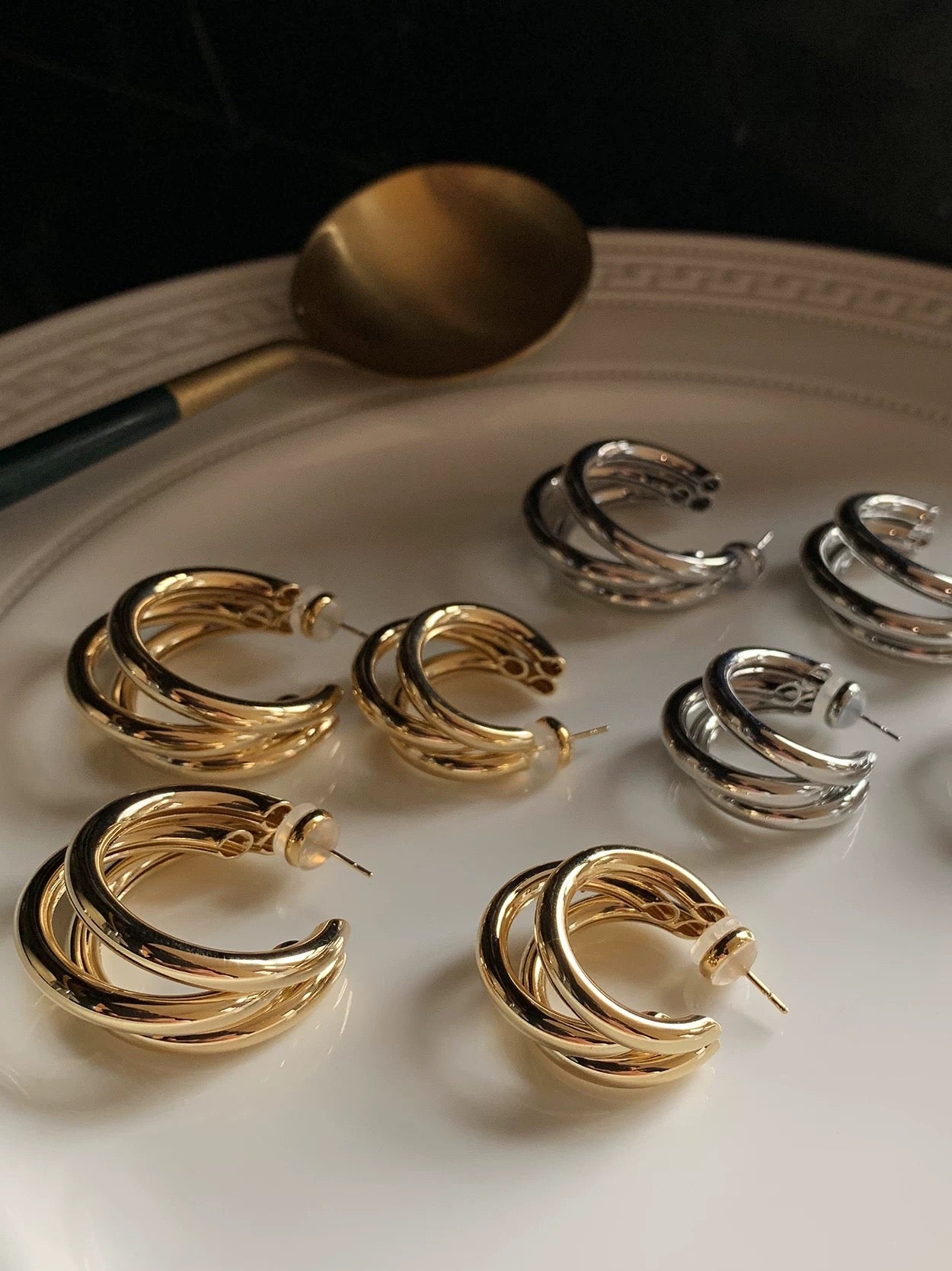 Polished C-hook hoop earrings