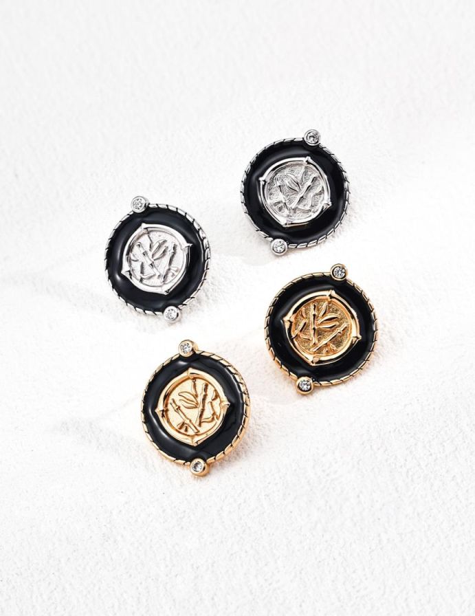 Retro zirconia earrings in sterling silver