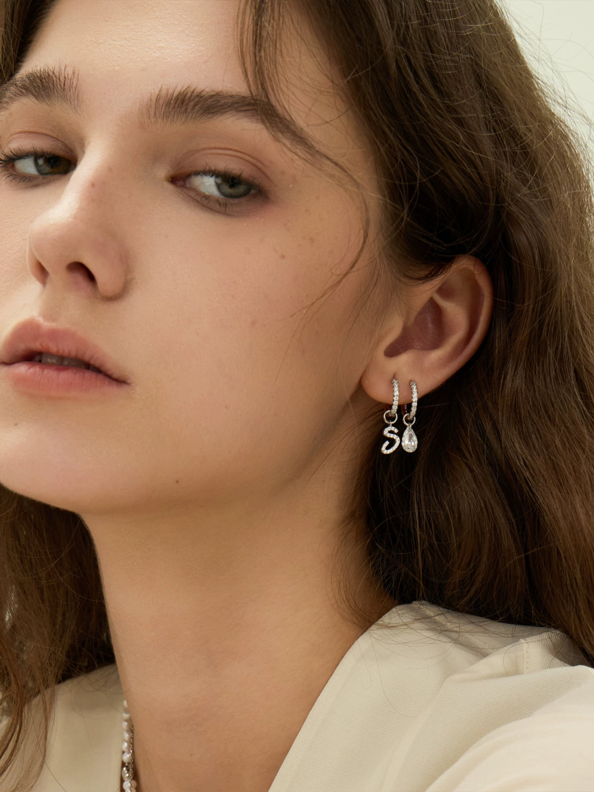 Silver initial stud earrings