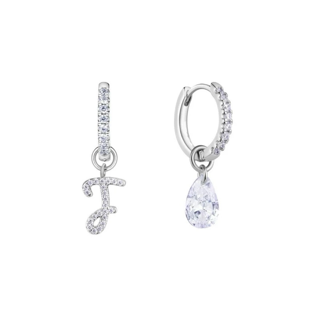 Silver plated alphabet earrings