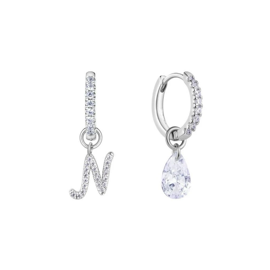 Silver plated alphabet stud earrings
