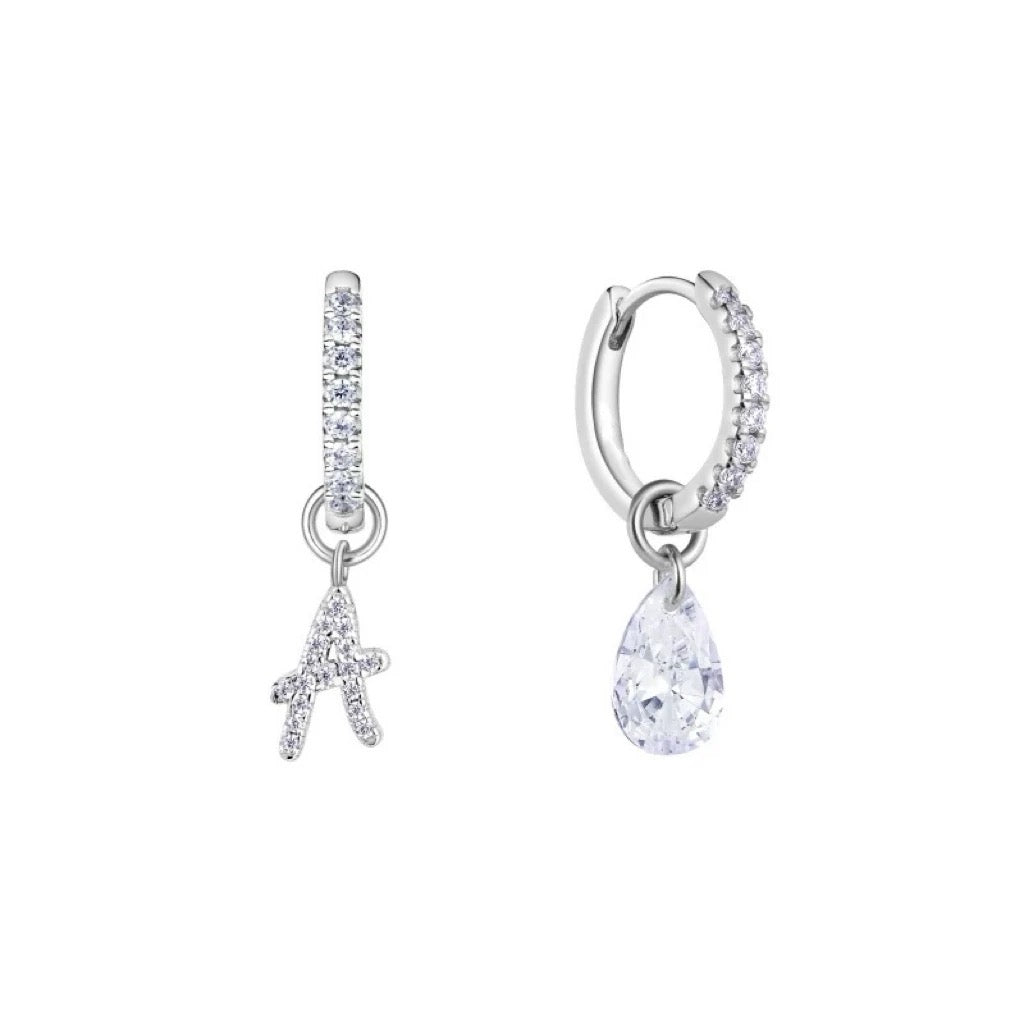 Silver plated letter earrings