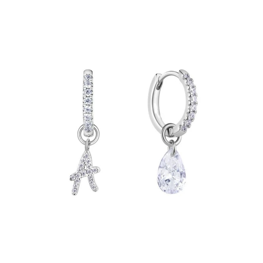Silver plated letter earrings