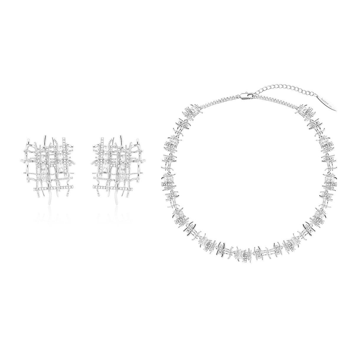 Silver plated woven necklace for women