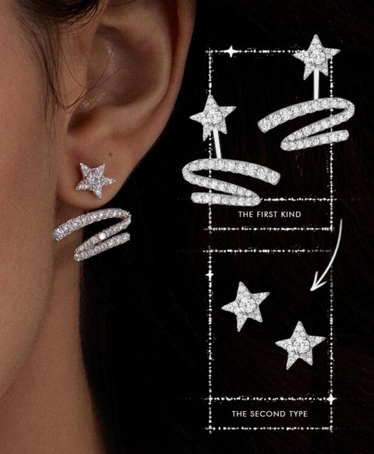 Silver starlight tassel drop earrings