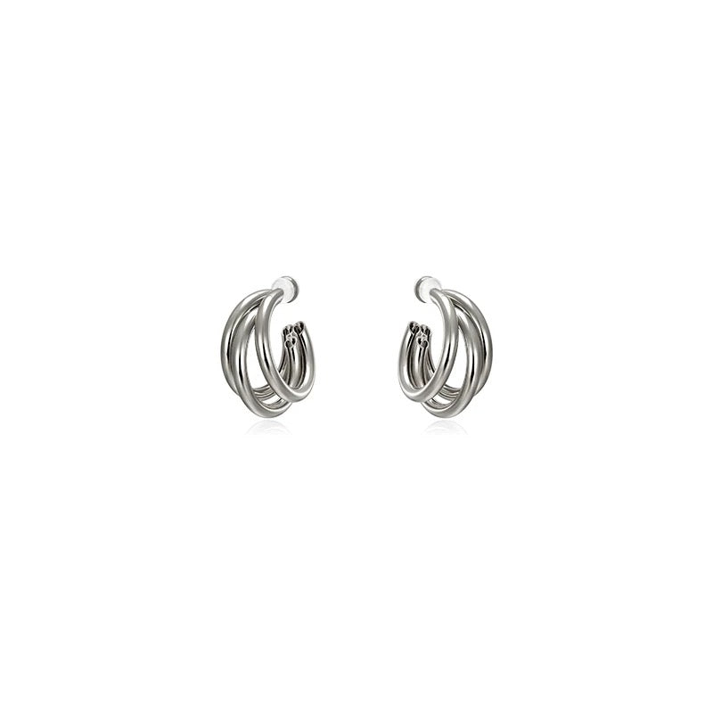 Silver triple hoop earrings