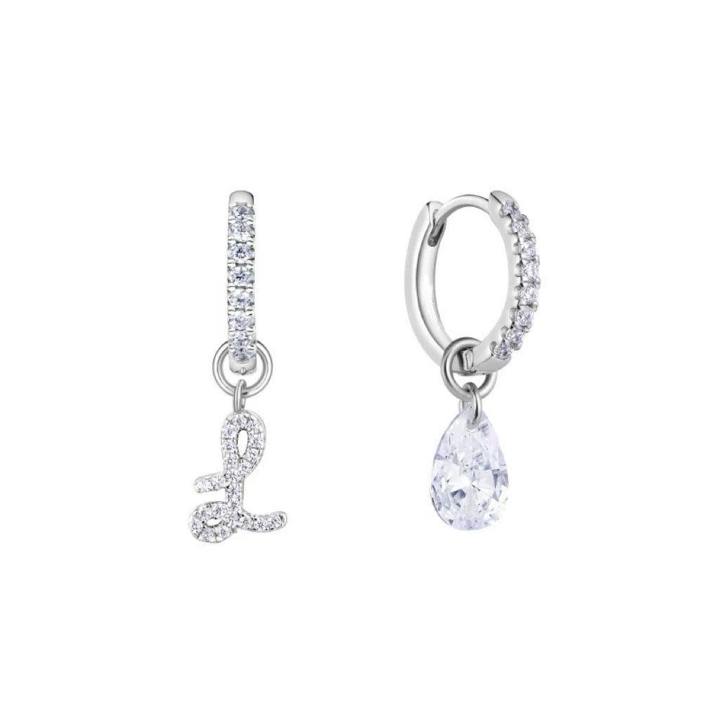 Sparkling letter stud earrings