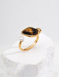 Sterling silver Tiger’s Eye ring in antique gold