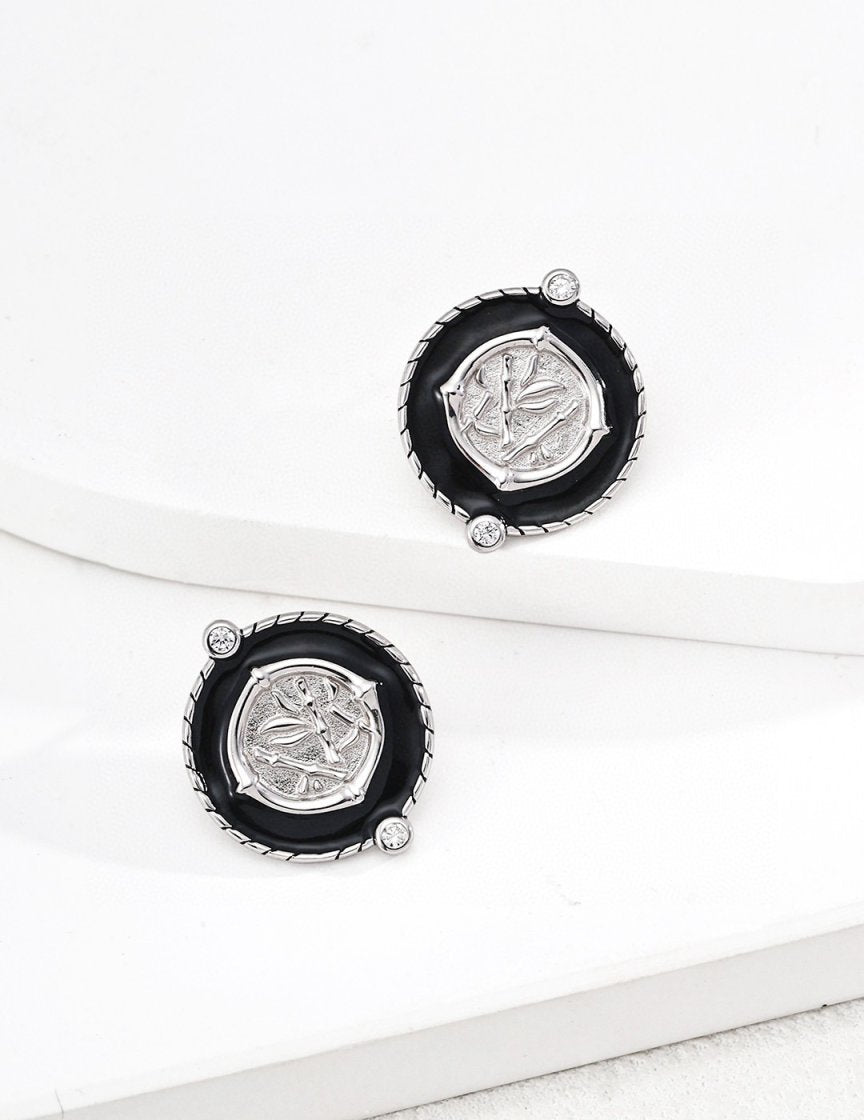 Sterling silver black glaze earrings