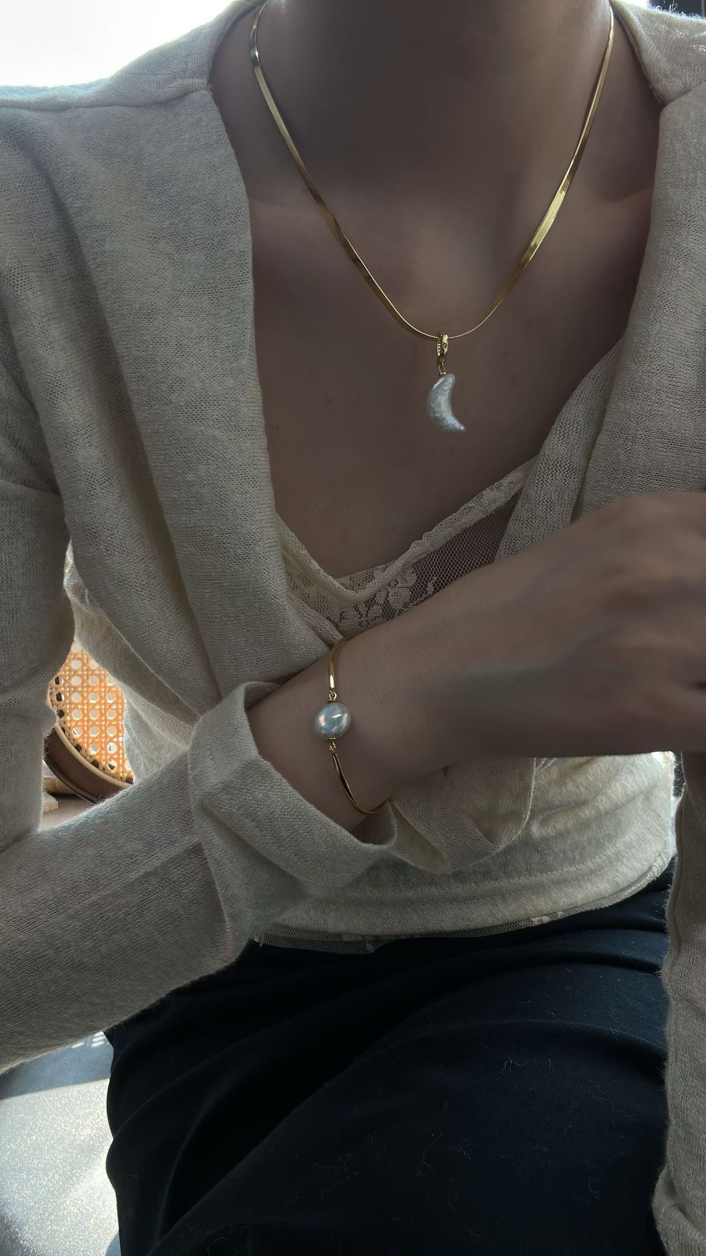 Sterling silver moon necklace